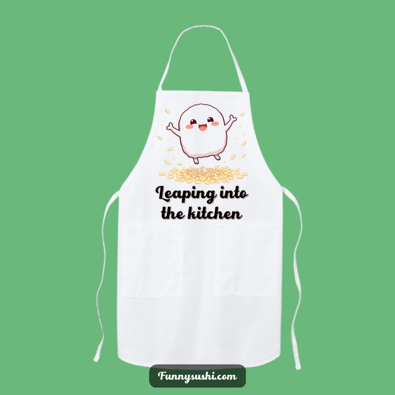 Funny Nigiri Apron: Chef's Bouncing Sushi Character Kitchenwear