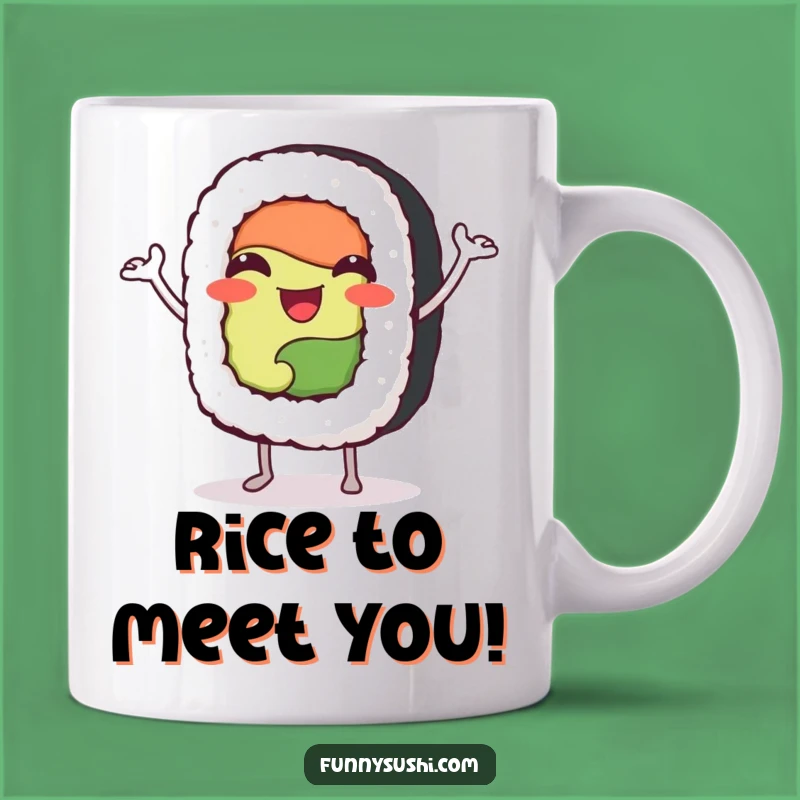 Funny Happy Sushi Roll Mug: Jig Your Way to a Fun Morning