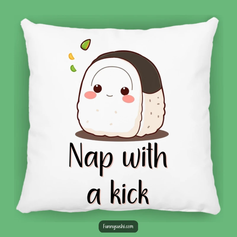 Cozy Funny Onigiri Wasabi Toss Pillow: Hilarious Comfort for Foodie Fans