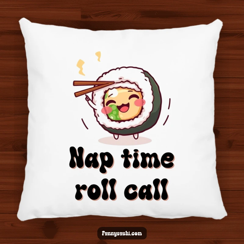 Funny Maki Roll Pillow: A cute maki roll character spins chopsticks, adding a soft and funny touch to any couch.
