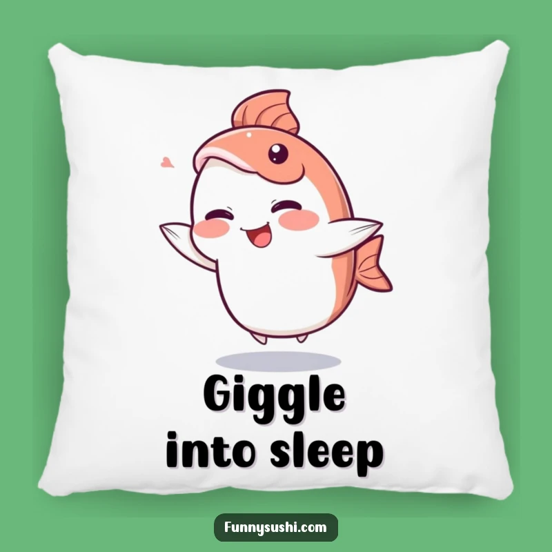 Funny Sashimi Pillow: Cozy Giggling Fish Character Accent Pillow
