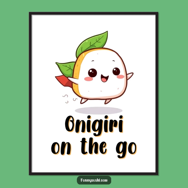 Funny Onigiri Zoom Digital Art, Hilarious Rice Ball Print Gift