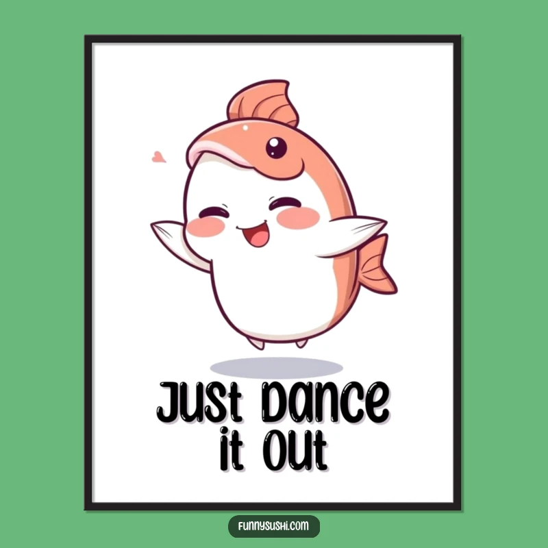 Funny Sashimi Digital Art: Giggling Fish Character Printable Decor
