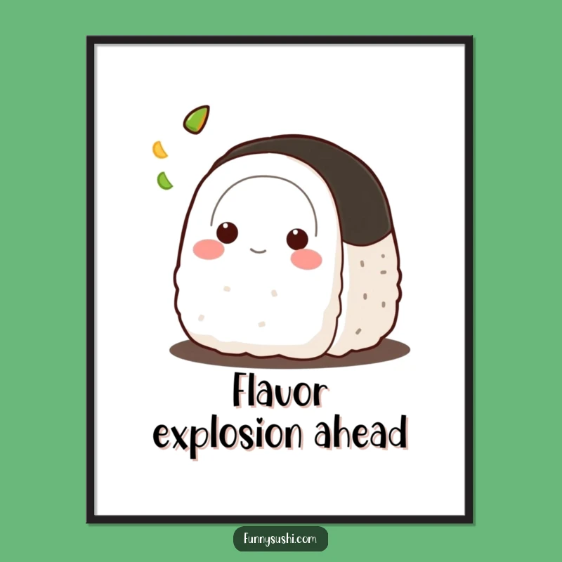 Funny Onigiri Wasabi Toss Poster: Hilarious Japanese Food Art for Your Wall