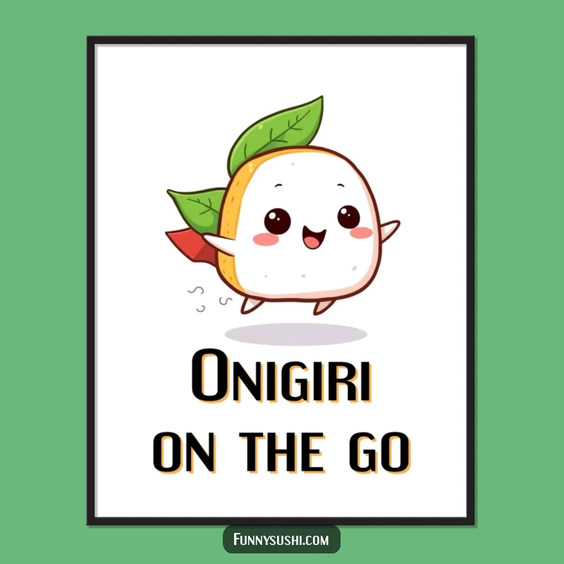 Funny Onigiri Zoom Poster, Hilarious Rice Ball Art Print Gift
