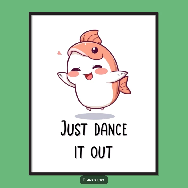 Funny Sashimi Poster: Giggling Fish Character Humorous Wall Art