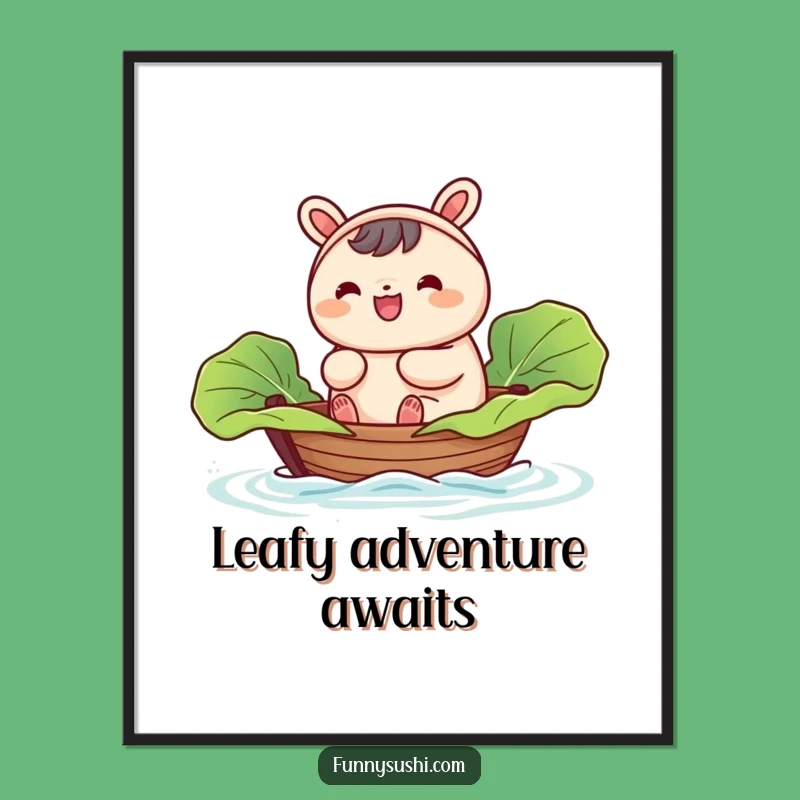 Funny Bao Bun Cabbage Boat Poster: Whimsical Art for Your Space