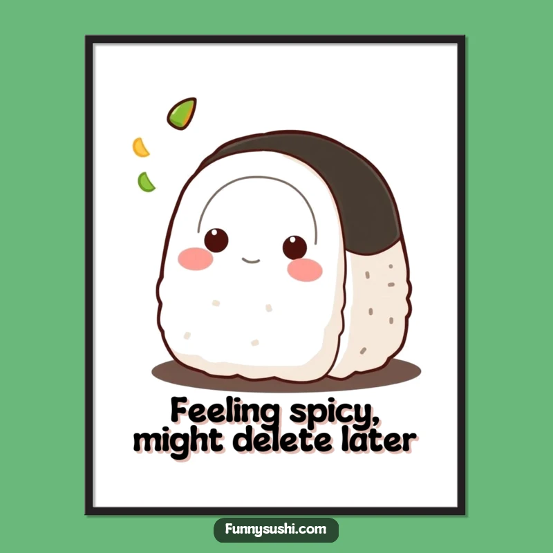 Funny Free Printable Wall Art: Playful Onigiri Wasabi Toss Downloadable Poster