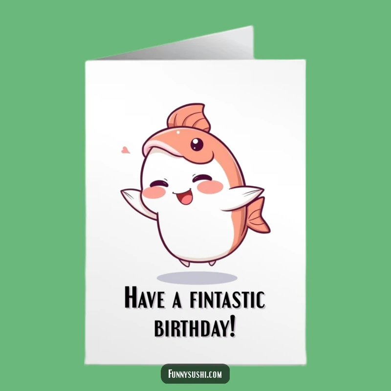 Free Printable Birthday Card: Giggling Sashimi Dancer, Downloadable DIY Gift for Seafood Fans