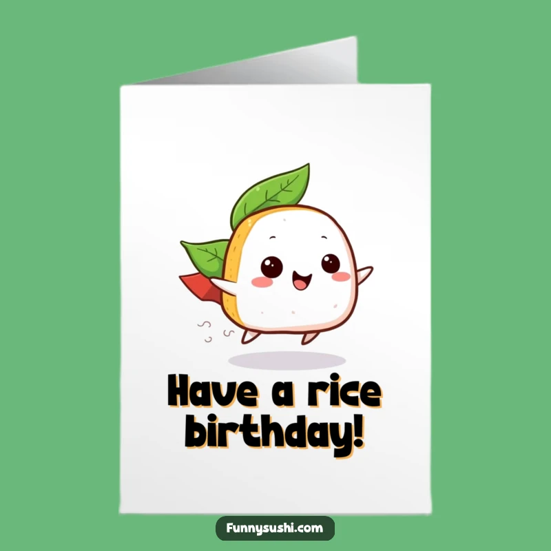 Free Printable Birthday Onigiri Card: Funny Rice Ball Superhero for Joyful Wishes!