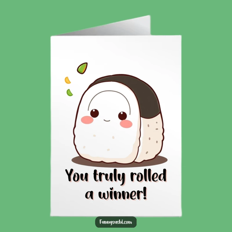 Free Printable Congrats Card: Onigiri's Wasabi Toss Celebration Funny Downloadable
