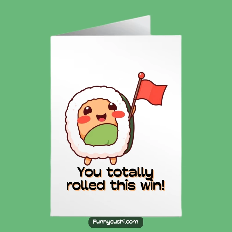 Free Printable Congrats Card: Sushi Nigiri Flag Wave Funny Download