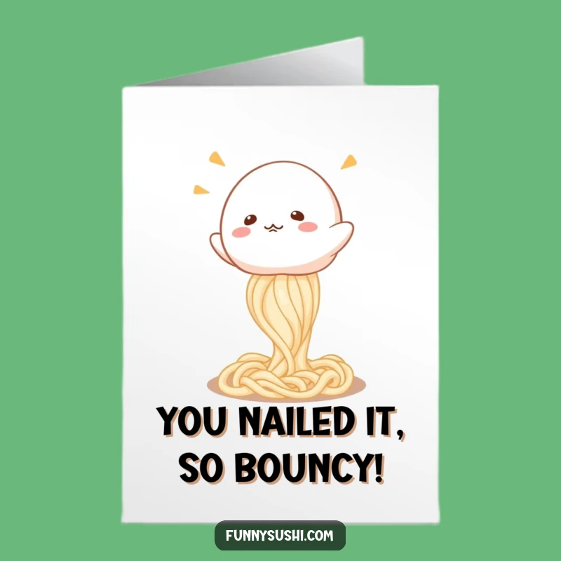Free Printable Congrats Card: Mochi's Udon Bounce Celebration Funny Download
