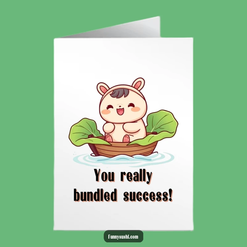 Free Printable Congrats Card: Bao Bun's Leafy Journey Funny Download