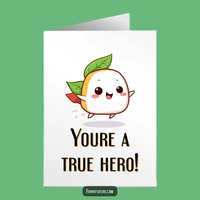 Free Printable Congrats Onigiri Card: Funny Rice Ball Hero for Your Victories!