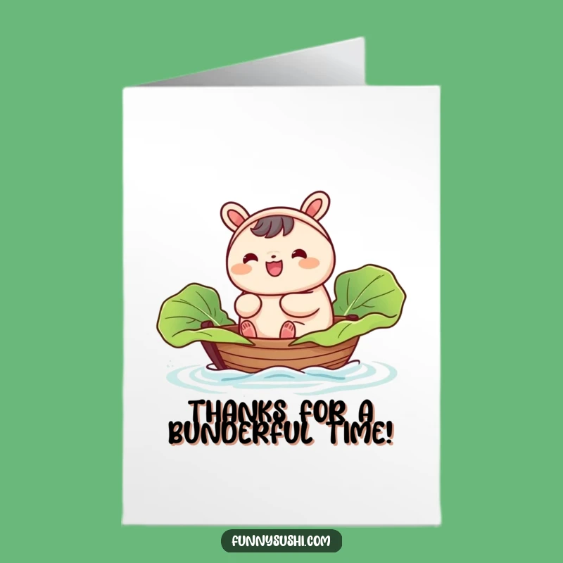 Free Printable Thank You Card: Bao Bun Cabbage Leaf Boat Funny Gift