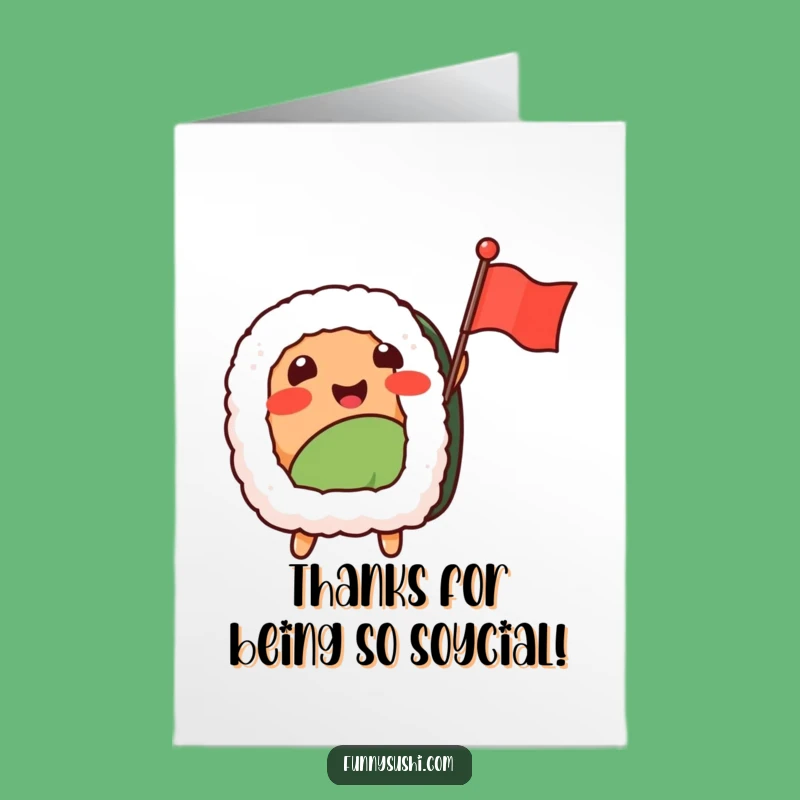 Free Printable Thank You Card: Sushi Nigiri Flag Wave Funny Gift
