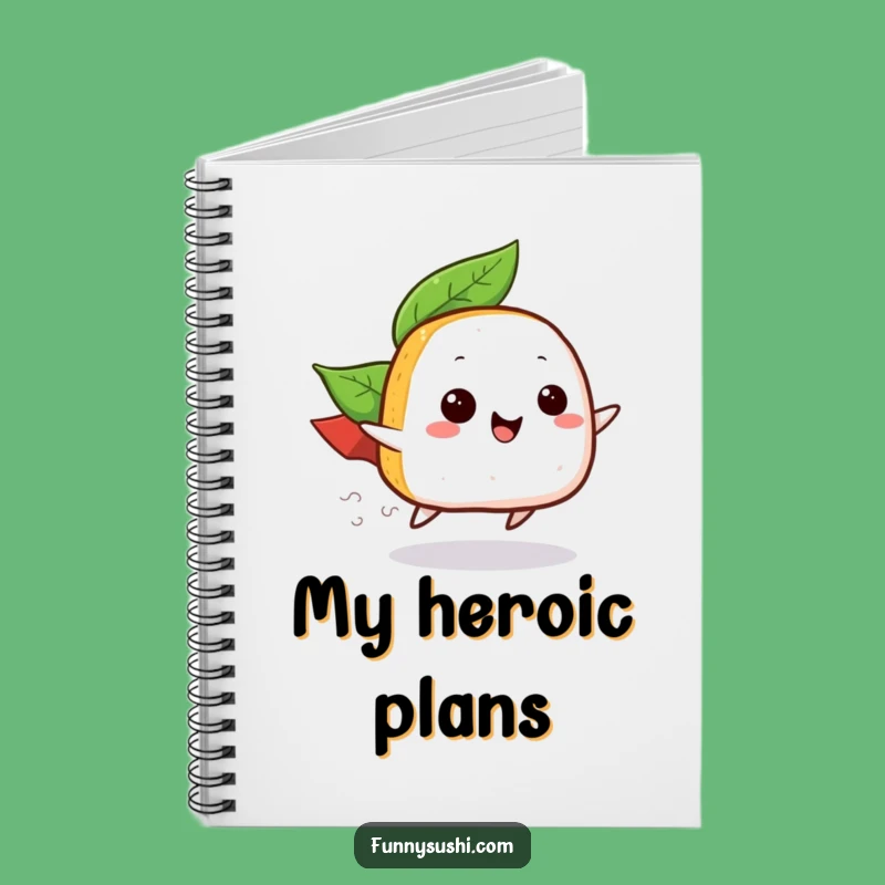 Funny Onigiri Cape Notebook, Hilarious Rice Ball Journal Gift