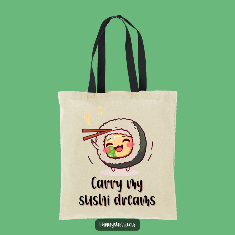 Funny Maki Roll Tote Bag: Playful Sushi Character Shopping Companion